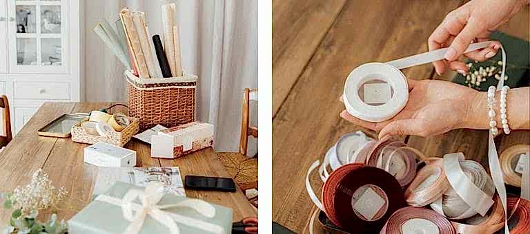 bohça süsleme çeşitleri paketler kurdele ve iplikler